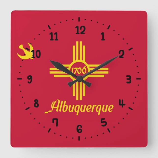 Flag of Albuquerque, New Mexico Square Wall Clock (Front)