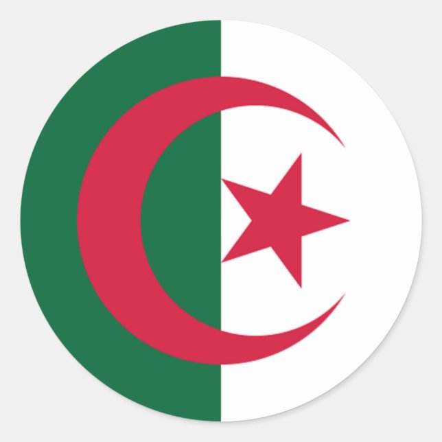Flag of Algeria Laptop Sleeve Classic Round Sticker (Front)