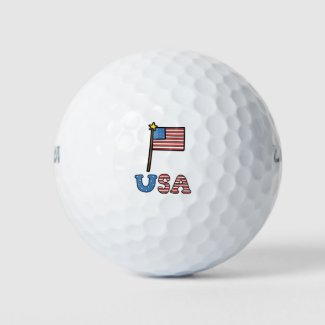 Flag of america with U.S.A. for 4th July  Golf Bal Golf Balls