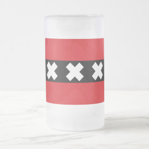 Flag of Amsterdam Frosted Glass Beer Mug