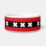 Flag of Amsterdam, Netherlands Bowl<br><div class="desc">Pet Bowl with design with flag of Amsterdam,  capital city of Netherlands,  red and black flag with three white Saint Andrew’s crosses in the center</div>