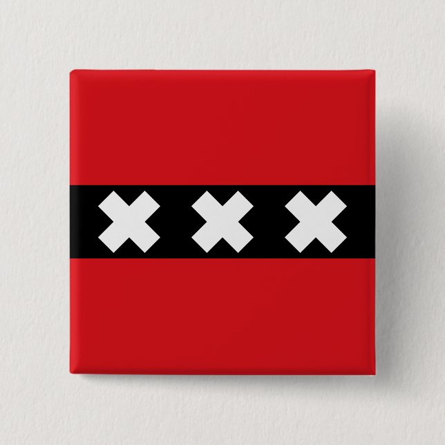 Flag of Amsterdam, Netherlands Button (Front)