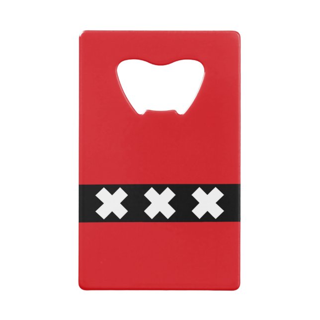 Flag of Amsterdam, Netherlands Credit Card Bottle Opener (Front)