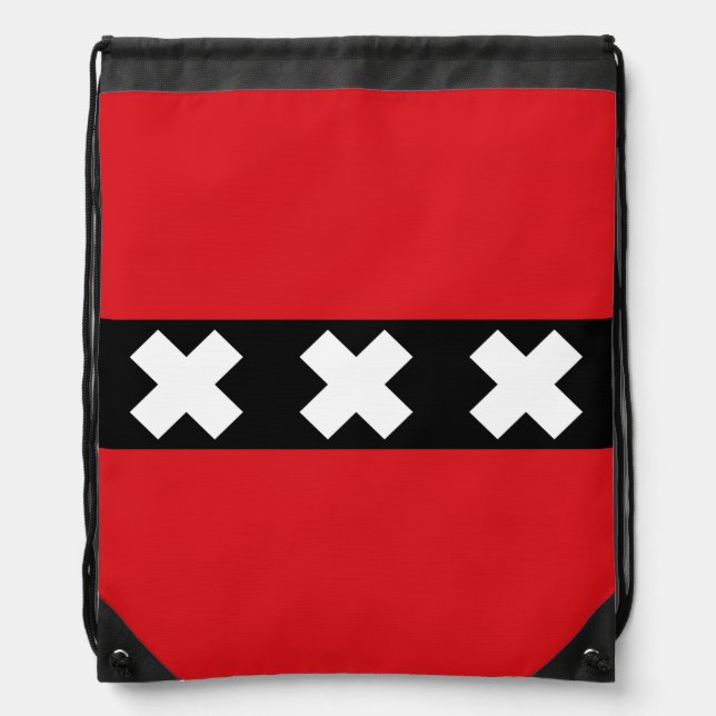 Flag of Amsterdam, Netherlands  Drawstring Bag (Front)