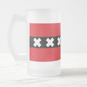 Flag of Amsterdam, Netherlands Frosted Glass Beer Mug