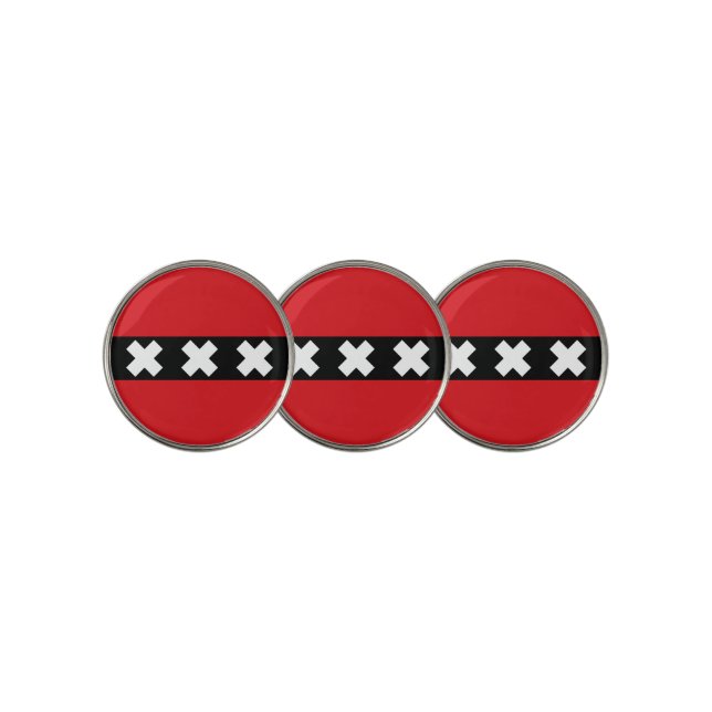 Flag of Amsterdam, Netherlands Golf Ball Marker (3 Up)