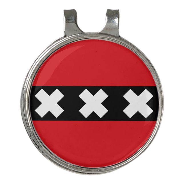 Flag of Amsterdam, Netherlands Golf Hat Clip (Front)