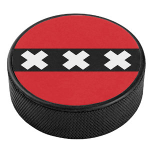 Flag of Amsterdam, Netherlands Hockey Puck