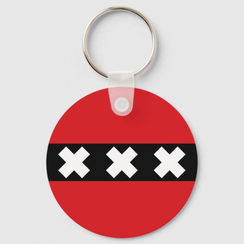 Flag of Amsterdam Netherlands Keychain