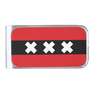 Flag of Amsterdam, Netherlands Silver Finish Money Clip
