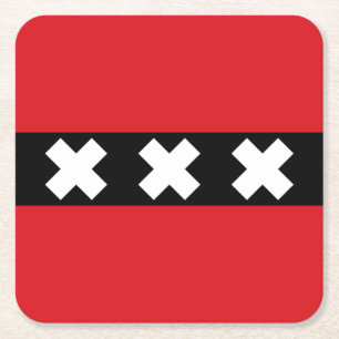 Flag of Amsterdam, Netherlands Square Paper Coaster