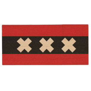Flag of Amsterdam, Netherlands Wood Flash Drive