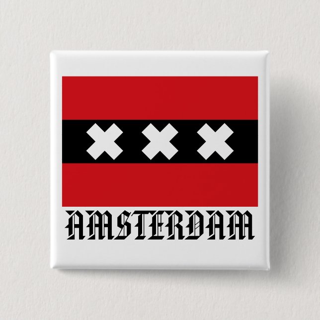 Flag of Amsterdam Pinback Button (Front)