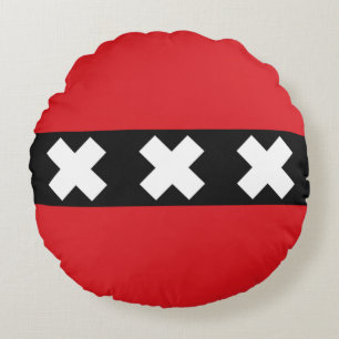 Flag of Amsterdam Round Pillow