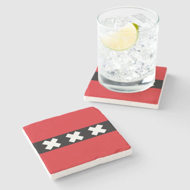 Flag of Amsterdam Stone Coaster (Side)