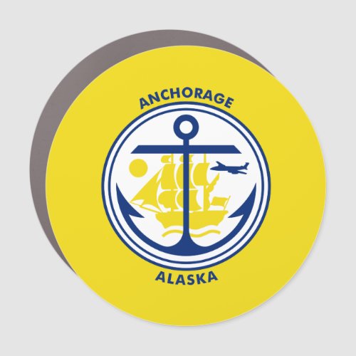 Flag of Anchorage Alaska Car Magnet