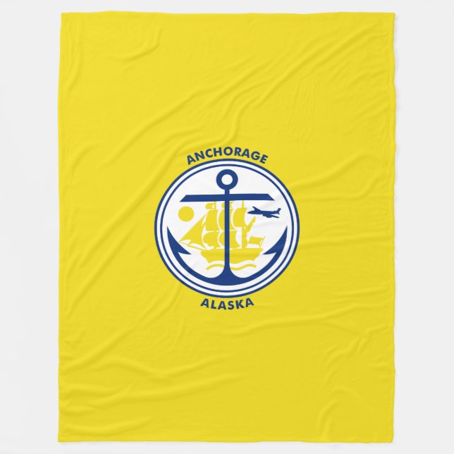 Flag of Anchorage, Alaska Fleece Blanket (Front)