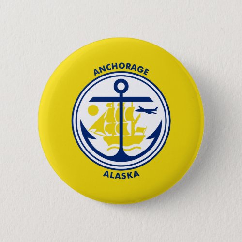 Flag of Anchorage Alaska Pinback Button