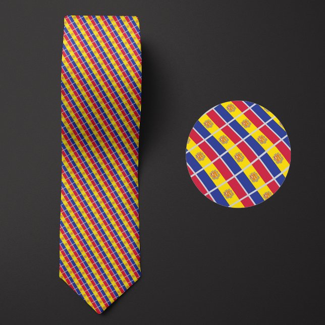 Flag of Andorra Pattern Neck Tie (Creator Uploaded)