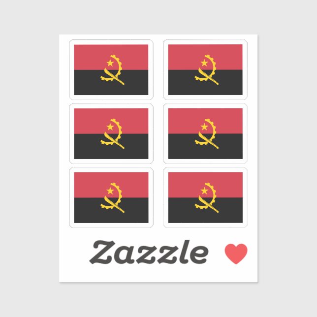 Flag of Angola Collection pack of 6 Sticker (Sheet)
