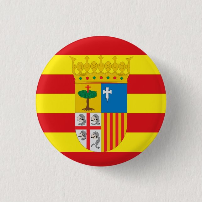 Flag of Aragón (autonomous community) Spain Button (Front)