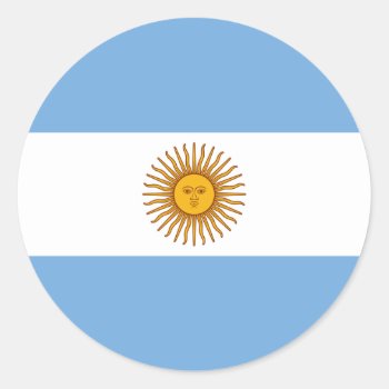 Flag Of Argentina - Bandera De Argentina Classic Round Sticker by ZazzleArt2015 at Zazzle