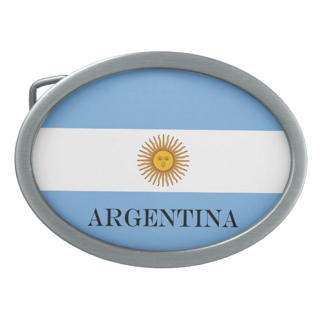 Flag of Argentina Bandera De Argentina Oval Belt Buckle (Front)