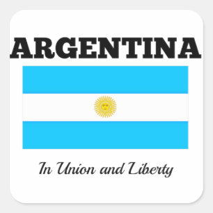 Flag of Argentina, labeled with motto Square Sticker