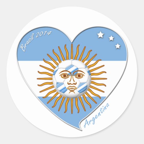 Flag of ARGENTINA national SOCCER May sun Classic Round Sticker