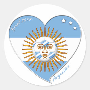 Flag of ARGENTINA national SOCCER May sun Classic Round Sticker