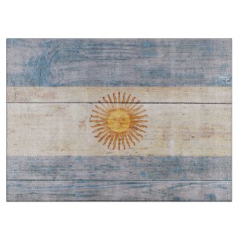 Flag Of Argentina On Wood Cutting Board by RodRoelsDesign at Zazzle
