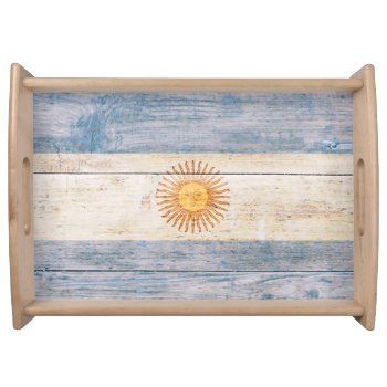 Flag Of Argentina On Wood Serving Tray by RodRoelsDesign at Zazzle