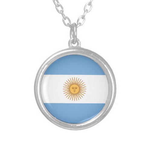 Flag of Argentina Silver Plated Necklace
