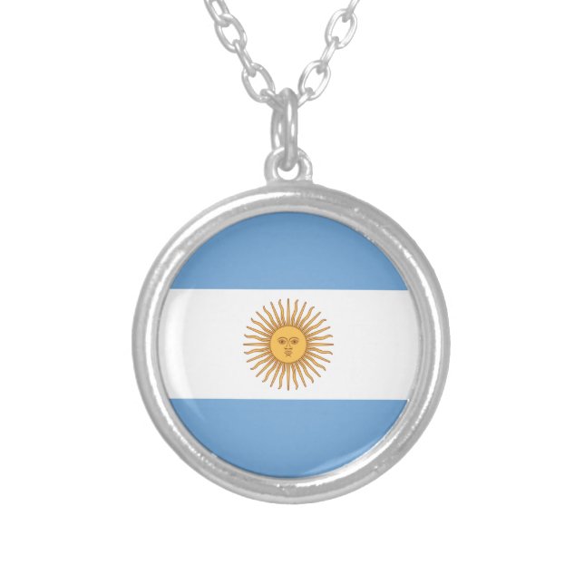 Flag of Argentina Silver Plated Necklace (Front)