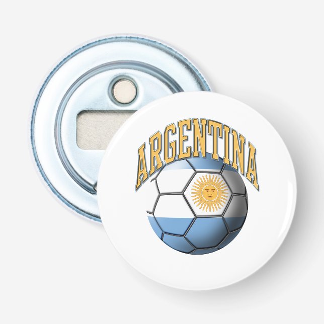 Flag of Argentina Soccer Ball Bottle Opener (Front)