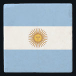 Flag of Argentina Stone Coaster<br><div class="desc">Flag of Argentina: " In Unión y Libertad " → In Union and Freedom! It consists of two horizontal blue strips separated by a white stripe with a sun.</div>