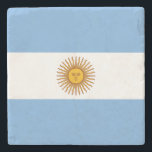 Flag of Argentina Stone Coaster<br><div class="desc">Flag of Argentina: " In Unión y Libertad " → In Union and Freedom! It consists of two horizontal blue strips separated by a white stripe with a sun.</div>