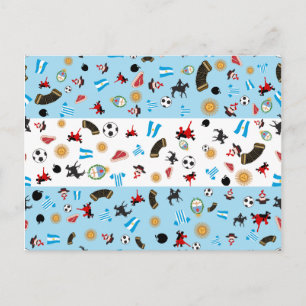 Flag of Argentina with famous icons Postcard