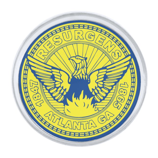 Flag of Atlanta, Georgia Silver Finish Lapel Pin (Front)