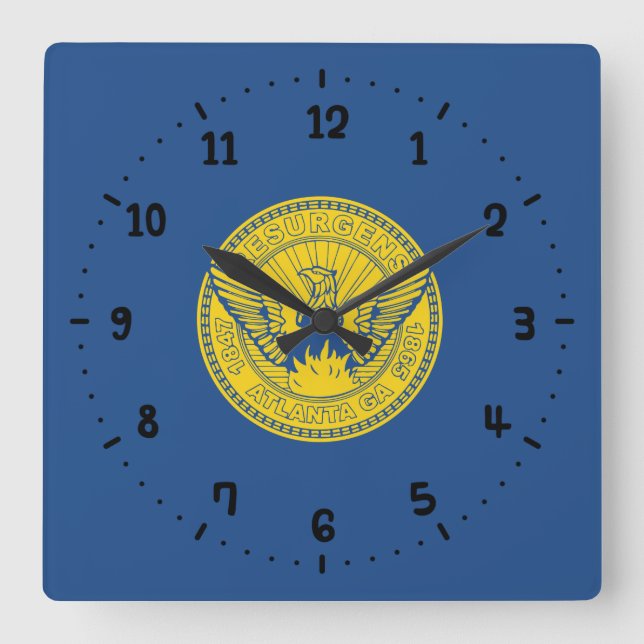 Flag of Atlanta, Georgia Square Wall Clock (Front)