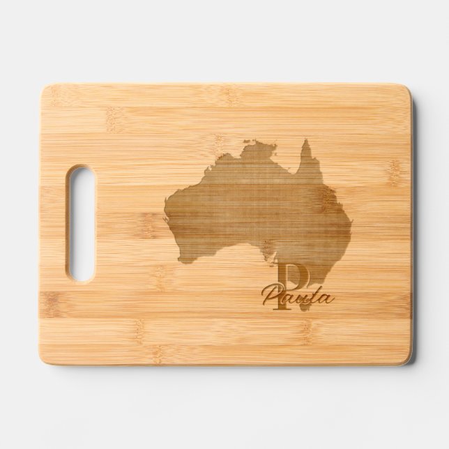 Flag Of Australia Custom Initial and Name Engraved Cutting Board (Front)