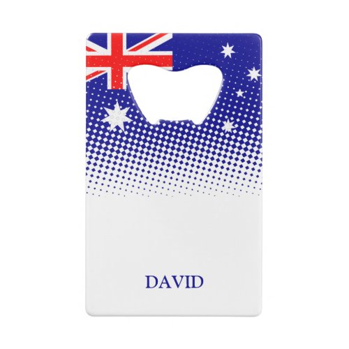 Flag Of Australia With Halftone Effect Credit Card Credit Card Bottle Opener
