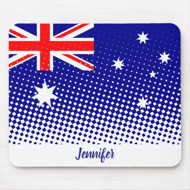 Flag Of Australia With Halftone Effect Custom Name Mouse Pad (Front)
