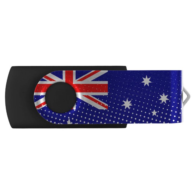 Flag Of Australia With Halftone Effect Flash Drive (Front)