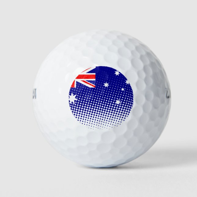 Flag Of Australia With Halftone Effect Golf Balls (Front)