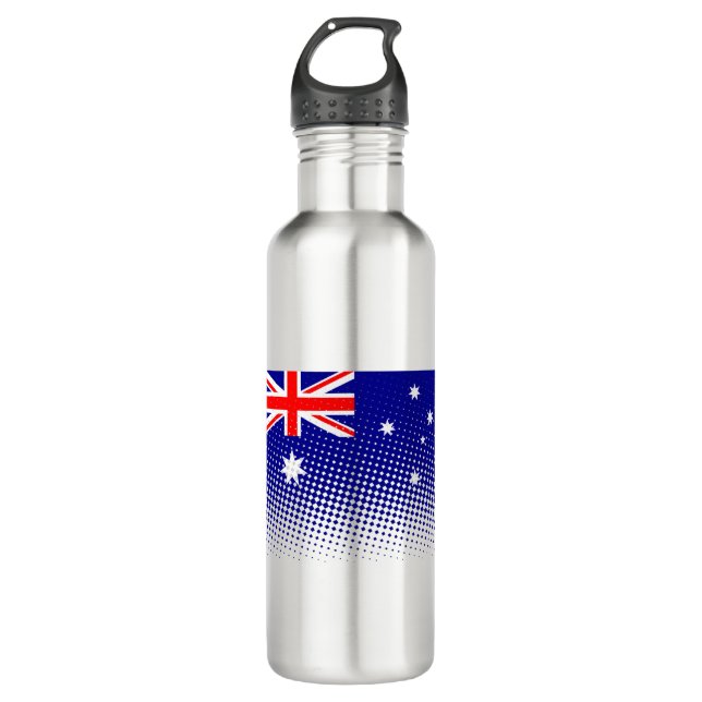 Flag Of Australia With Halftone Effect Stainless Steel Water Bottle (Front)