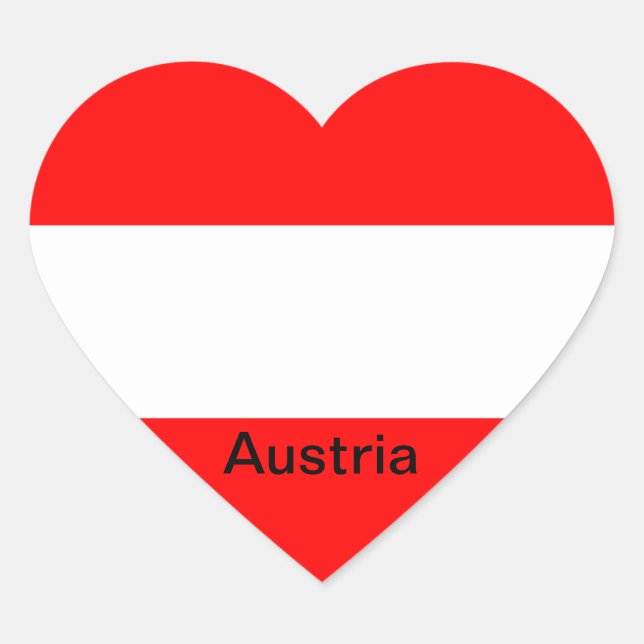Flag of Austria Heart Sticker (Front)