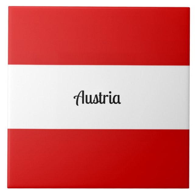 Flag of Austria, labeled, Ceramic Tile (Front)