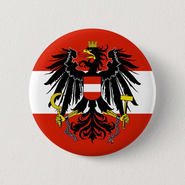 Flag of Austria with Coat of Arms Button (Front)