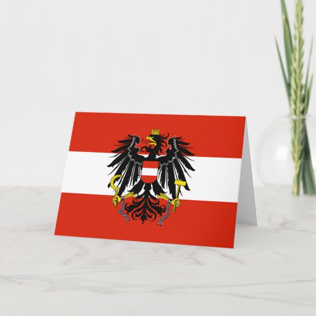 Flag of Austria with Coat of Arms Card (Front)